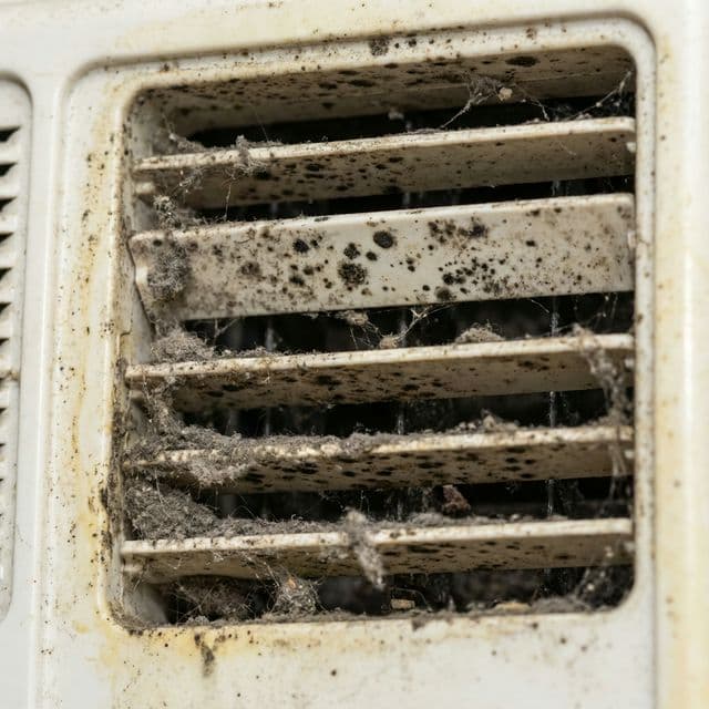 カビやホコリで汚れたエアコンの吹き出し口
